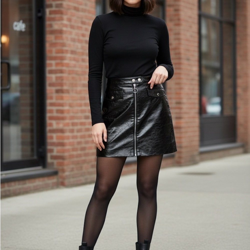 H&M Shiny Black Mini Skirt